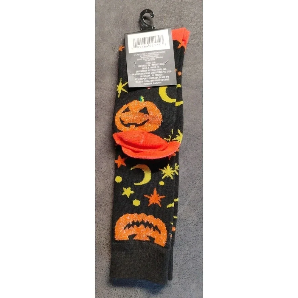 Halloween Spooky Pumpkin Socks Size 5 - 9 Knee Highs Multi Color